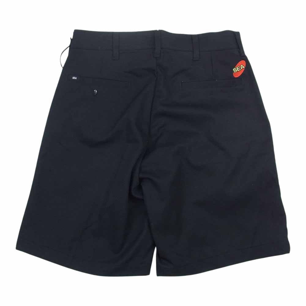 WIND AND SEA ウィンダンシー WDS-PT-10 WORK SHORTS ロゴ ワーク ショート パンツ ブラック系 S【美品】【中古】