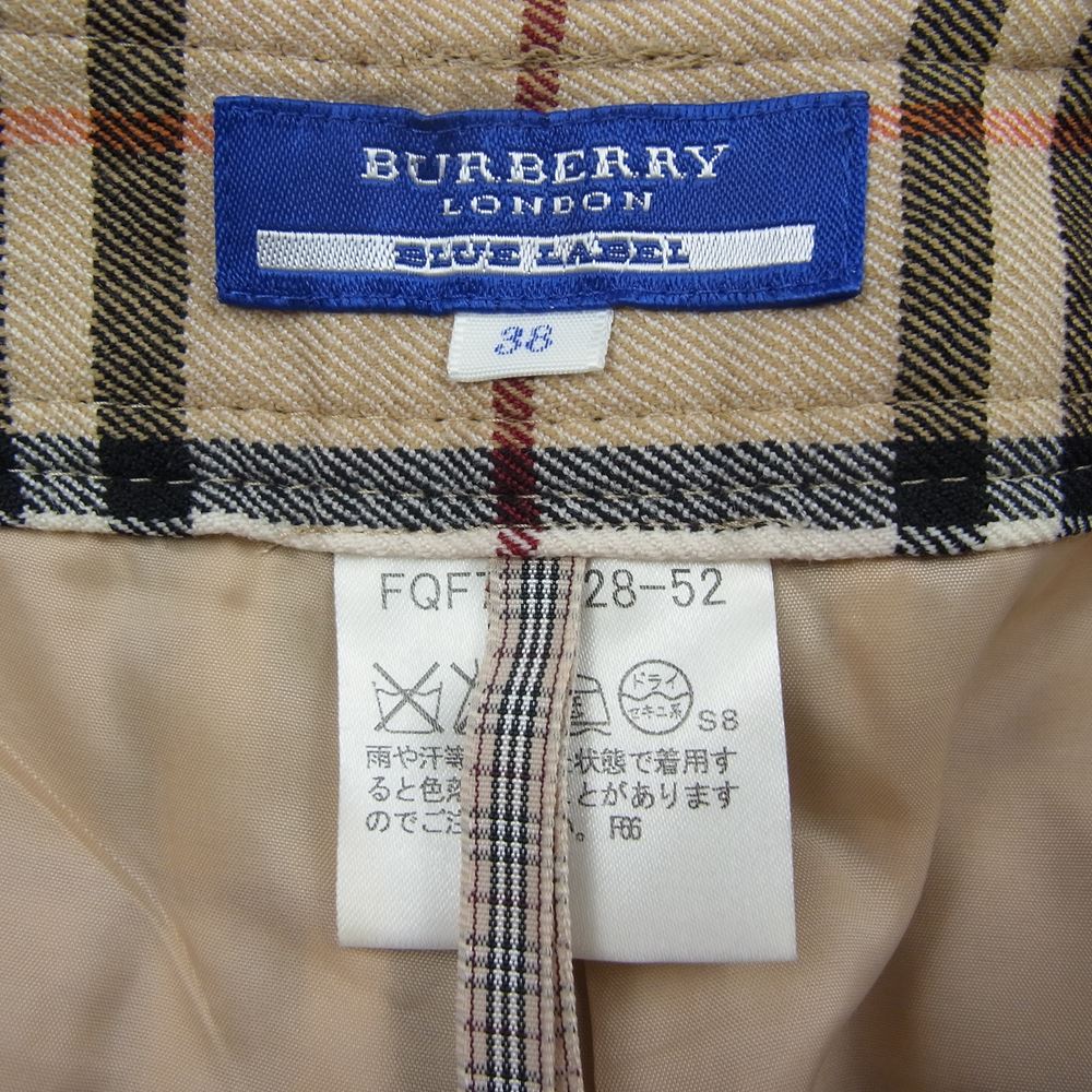 BURBERRY BLUE LABEL バーバリーブルーレーベル FQF76-628-52 バーバリー チェック ショーツ ベージュ系 38【中古】