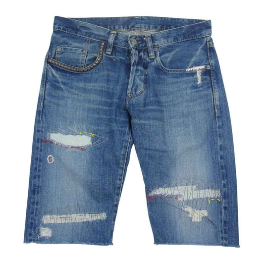 HYSTERIC GLAMOUR ヒステリックグラマー 0222AM04 CSR加工 デニム ショート パンツ インディゴブルー系 28【中古】