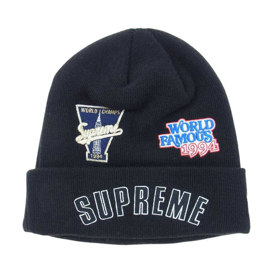 Supreme シュプリーム 19AW × New Era Championship Beanie ニューエラ チャンピオンシップ ビーニー キャップ ブラック系【美品】【中古】