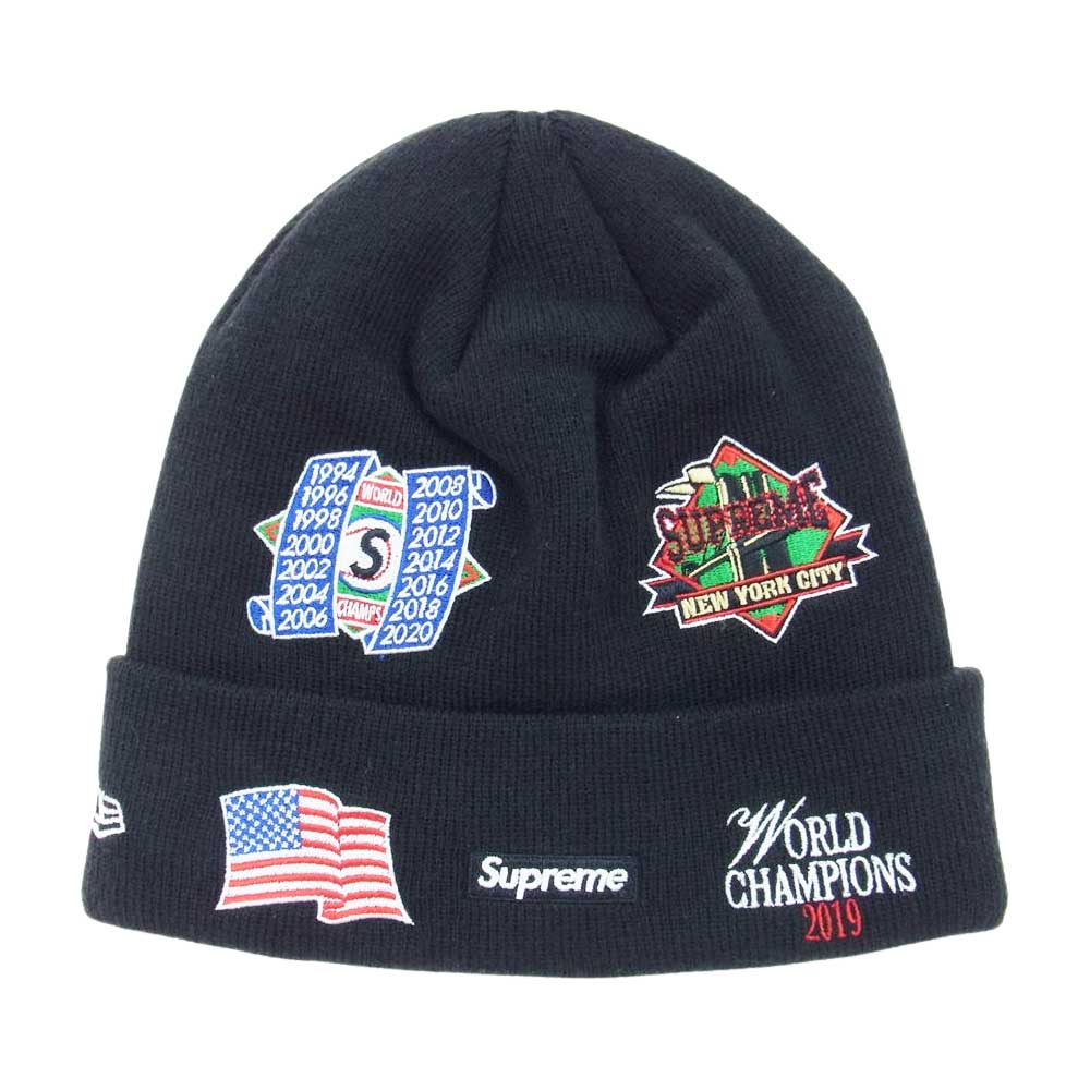 Supreme シュプリーム 19AW × New Era Championship Beanie ニューエラ チャンピオンシップ ビーニー キャップ ブラック系【美品】【中古】