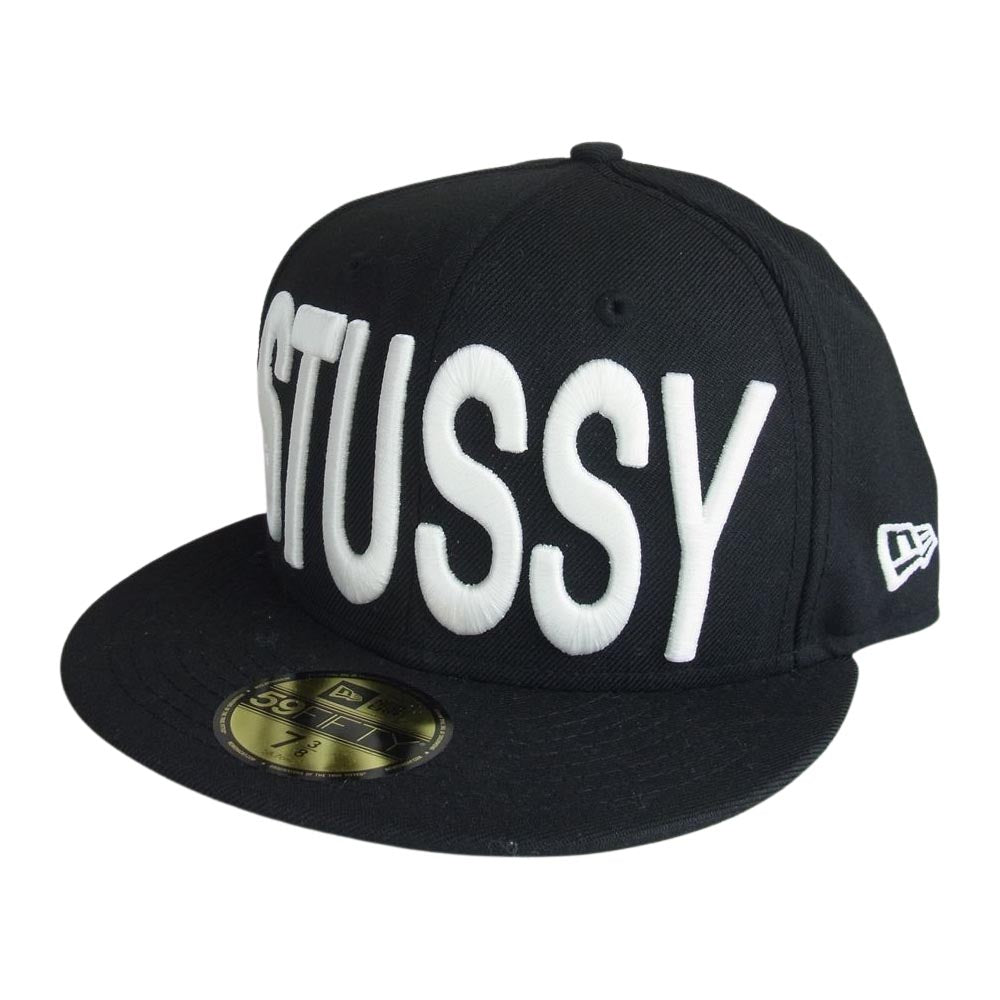 STUSSY ステューシー NEWERA ニューエラ ロゴ刺繍 キャップ 帽子 ブラック系 58.7cm【中古】