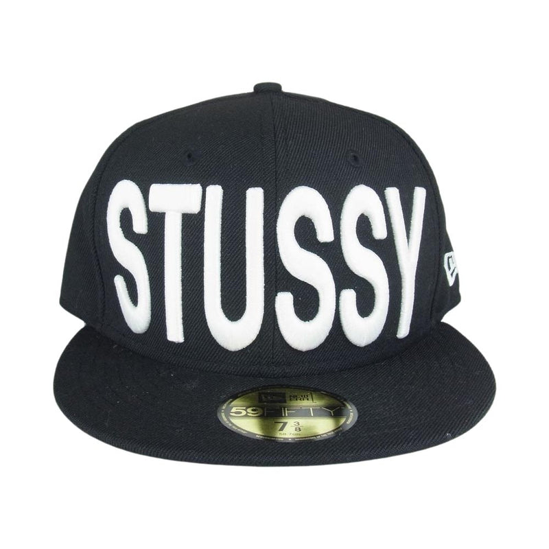 STUSSY ステューシー NEWERA ニューエラ ロゴ刺繍 キャップ 帽子 ブラック系 58.7cm【中古】