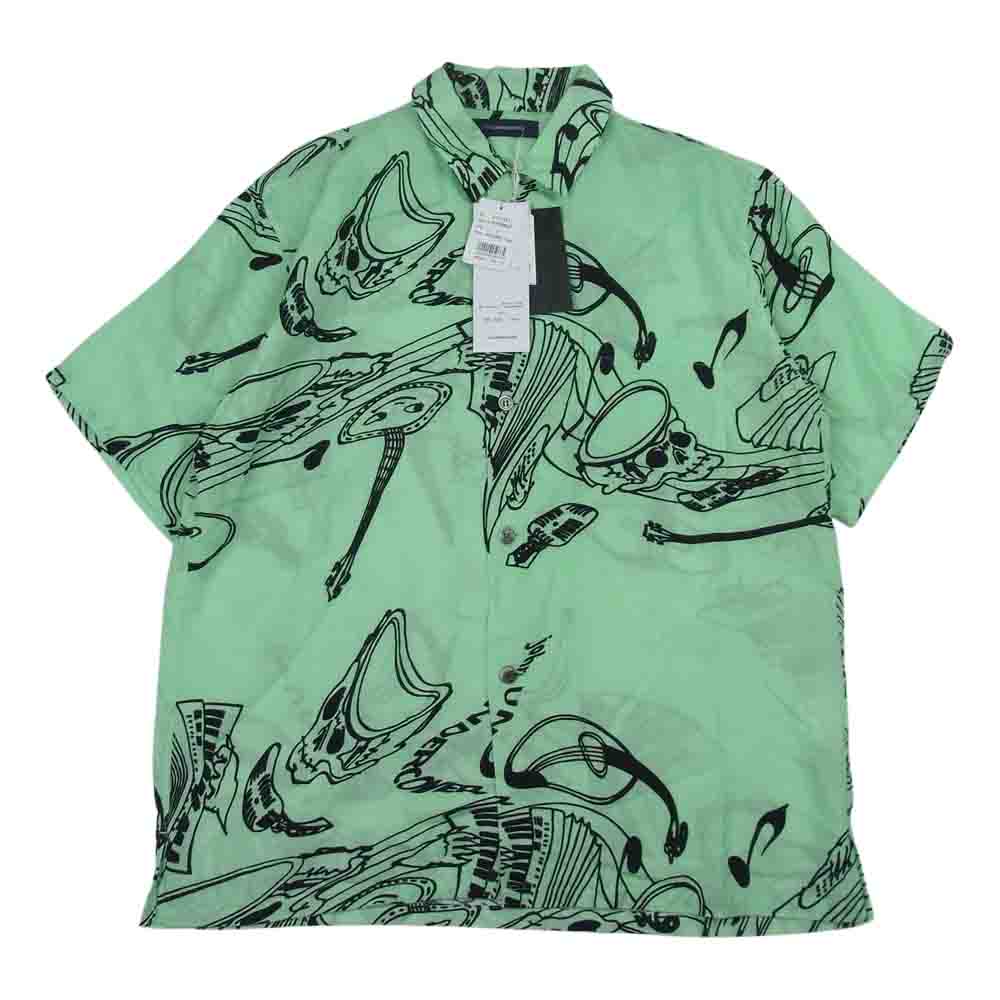 UNDERCOVER アンダーカバー JUT9401 JohnUNDERCOVER ジョンアンダーカバー 総柄 オープンカラー アロハ シャツ グリーン系 2【美品】【中古】