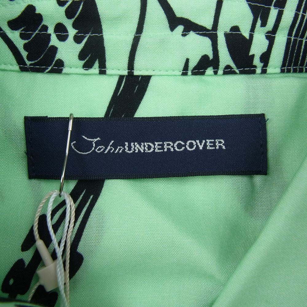 UNDERCOVER アンダーカバー JUT9401 JohnUNDERCOVER ジョンアンダーカバー 総柄 オープンカラー アロハ シャツ グリーン系 2【美品】【中古】