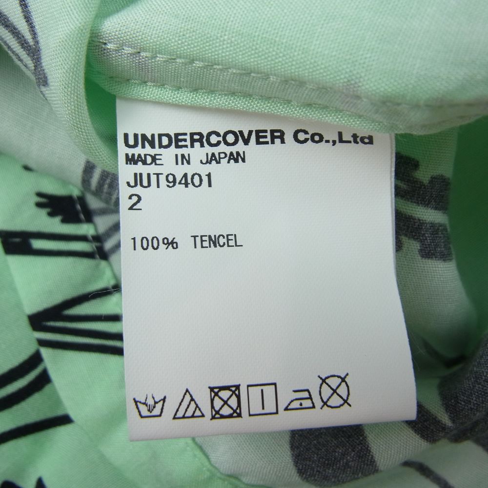 UNDERCOVER アンダーカバー JUT9401 JohnUNDERCOVER ジョンアンダーカバー 総柄 オープンカラー アロハ シャツ グリーン系 2【美品】【中古】