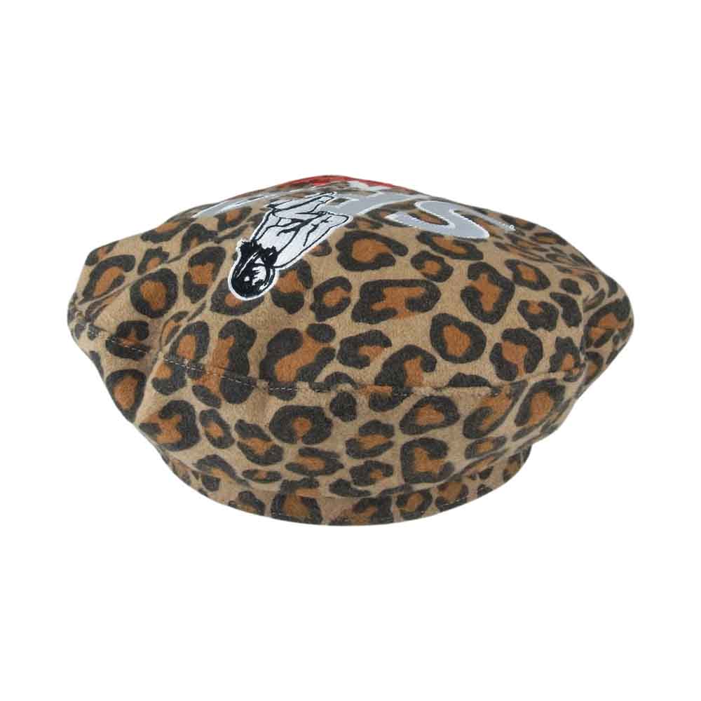 HYSTERIC GLAMOUR ヒステリックグラマー 20AW WDS-HYS-2-06 × WIND AND SEA BERET ウィンダンシー レオパード レディーロゴ ベレー帽 ブラウン系 F【美品】【中古】