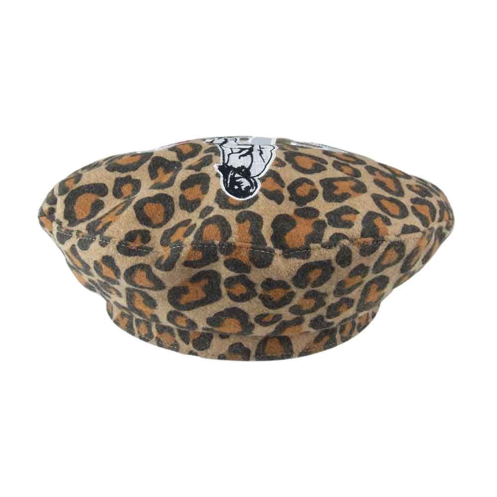 HYSTERIC GLAMOUR ヒステリックグラマー 20AW WDS-HYS-2-06 × WIND AND SEA BERET ウィンダンシー レオパード レディーロゴ ベレー帽 ブラウン系 F【美品】【中古】