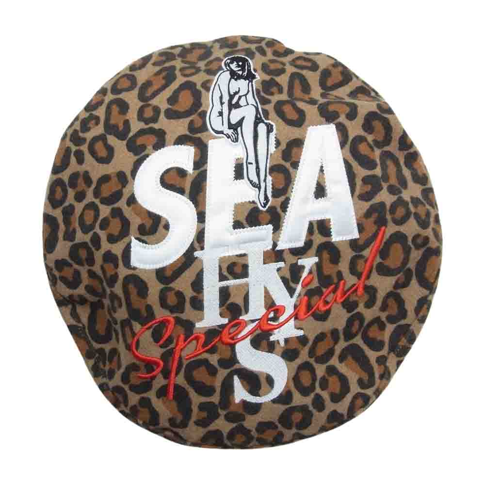 HYSTERIC GLAMOUR ヒステリックグラマー 20AW WDS-HYS-2-06 × WIND AND SEA BERET ウィンダンシー レオパード レディーロゴ ベレー帽 ブラウン系 F【美品】【中古】