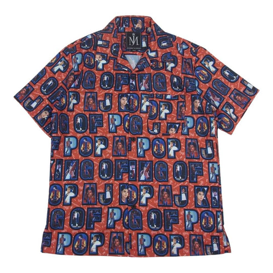HYSTERIC GLAMOUR ヒステリックグラマー  02182AH03 マイケルジャクソン 総柄 開襟 半袖 シャツ  レッド系 S【中古】