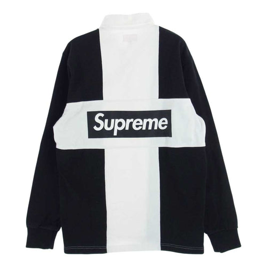 Supreme シュプリーム 16AW Split Rugby Shirt スピリットラグビー ボックスロゴ 長袖 ポロシャツ ホワイト系 ブラック系 S【中古】