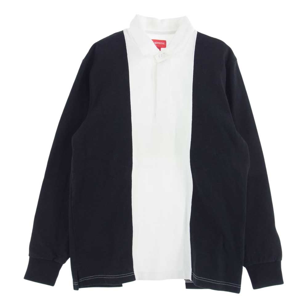 Supreme シュプリーム 16AW Split Rugby Shirt スピリットラグビー ボックスロゴ 長袖 ポロシャツ ホワイト系 ブラック系 S【中古】