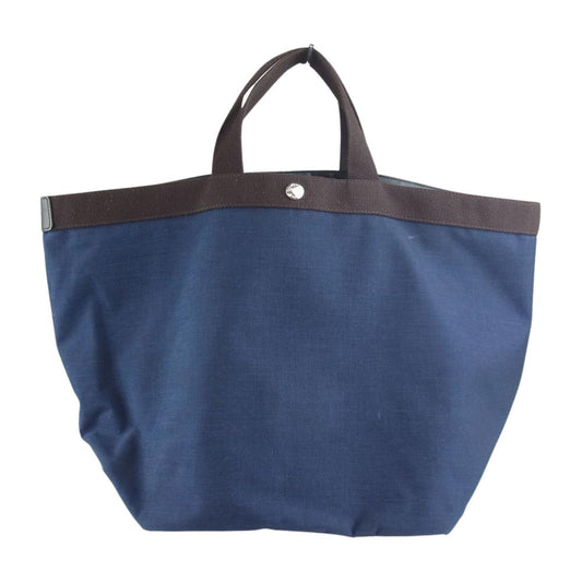 Herve Chapelier エルベ・シャプリエ 725C コーデュラ 舟型 トート バッグ L ネイビー モカ ネイビー系【中古】