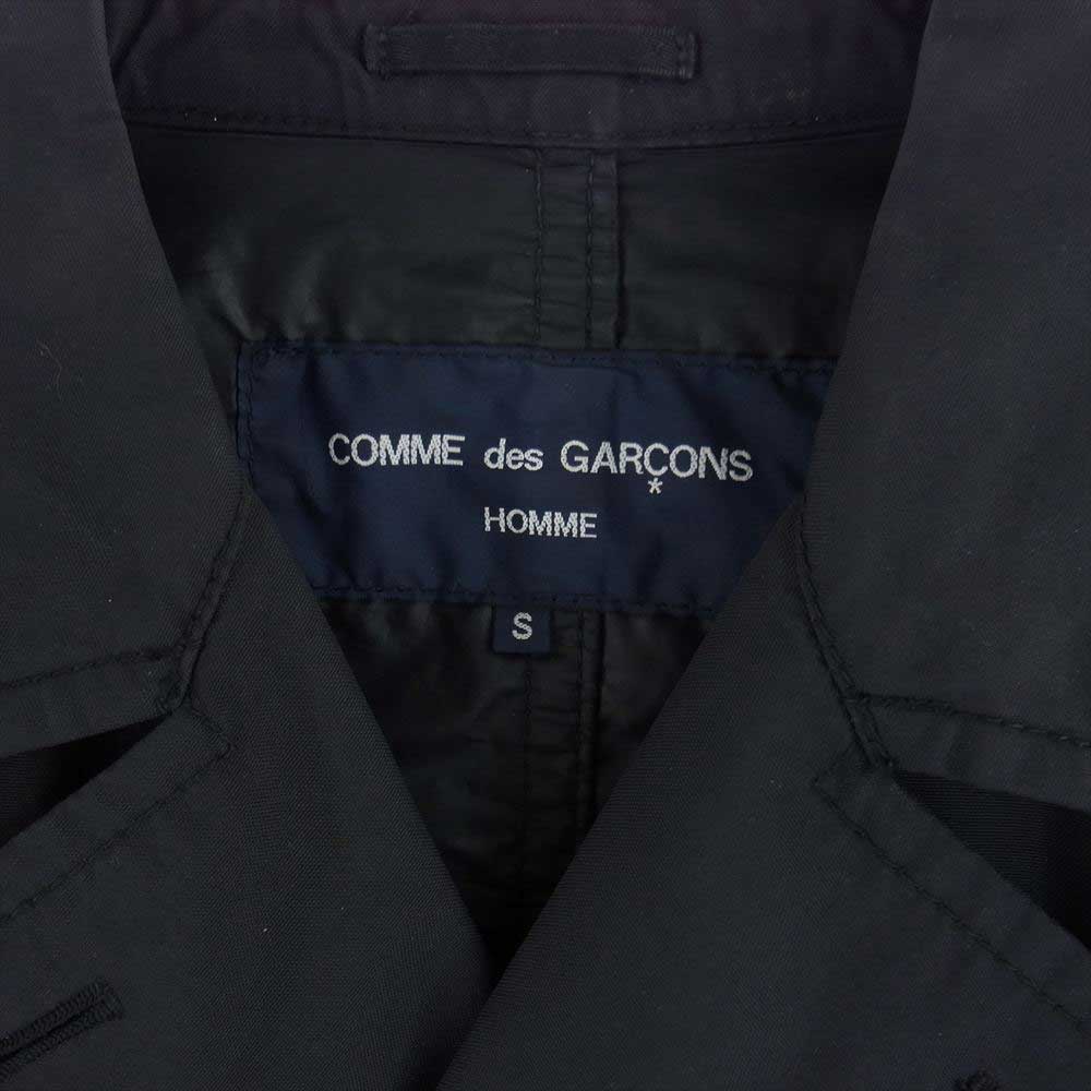 COMME des GARCONS HOMME コムデギャルソンオム 07AW HT-C017 AD2007 パッカリング加工 ナイロン トレンチ ショート Pコート ピーコート ブラック系 S【中古】