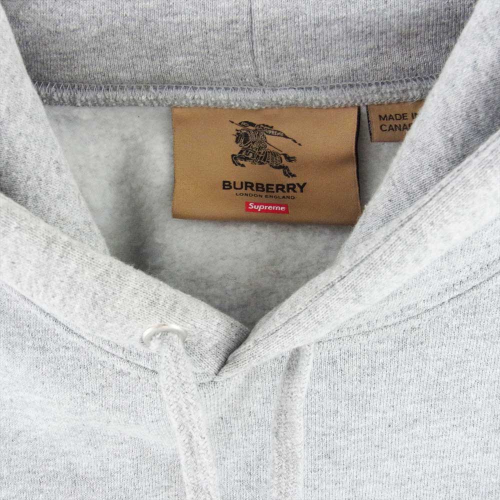 Supreme シュプリーム Burberry 22SS Box Logo Hooded Sweatshirt バーバリー ボックスロゴ フーデッド スウェットシャツ パーカー グレー系 M【中古】