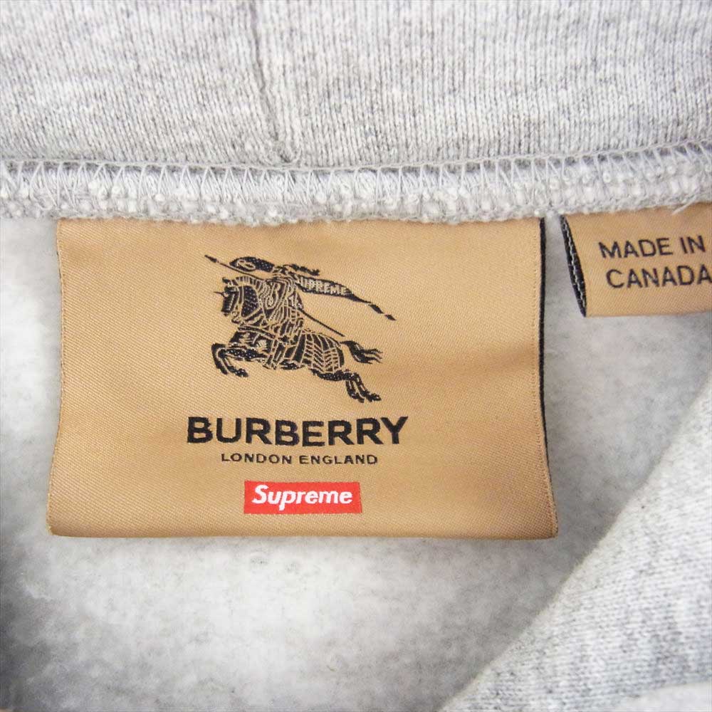 Supreme シュプリーム Burberry 22SS Box Logo Hooded Sweatshirt バーバリー ボックスロゴ フーデッド スウェットシャツ パーカー グレー系 M【中古】