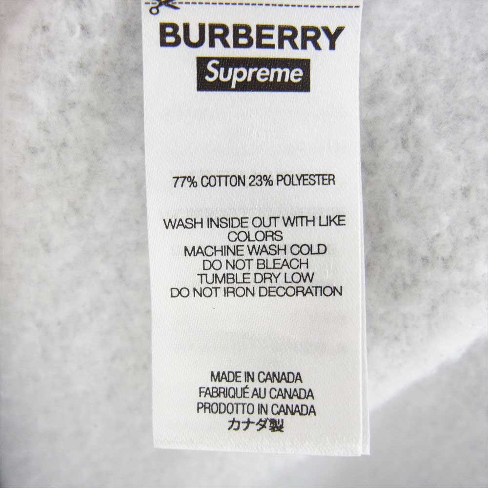 Supreme シュプリーム Burberry 22SS Box Logo Hooded Sweatshirt バーバリー ボックスロゴ フーデッド スウェットシャツ パーカー グレー系 M【中古】