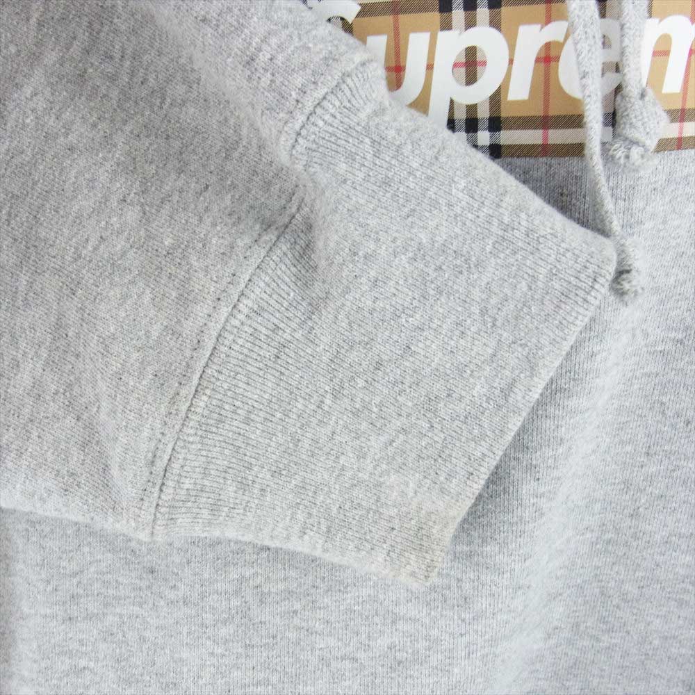 Supreme シュプリーム Burberry 22SS Box Logo Hooded Sweatshirt バーバリー ボックスロゴ フーデッド スウェットシャツ パーカー グレー系 M【中古】