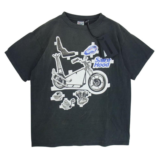 NEIGHBORHOOD ネイバーフッド SAINTMXXXXXX セントマイケル STHD_SS TEE/BIKE 23119SMN-CSM01S スカル バイク USED加工 半袖 Tシャツ グレー系 S【極上美品】【中古】