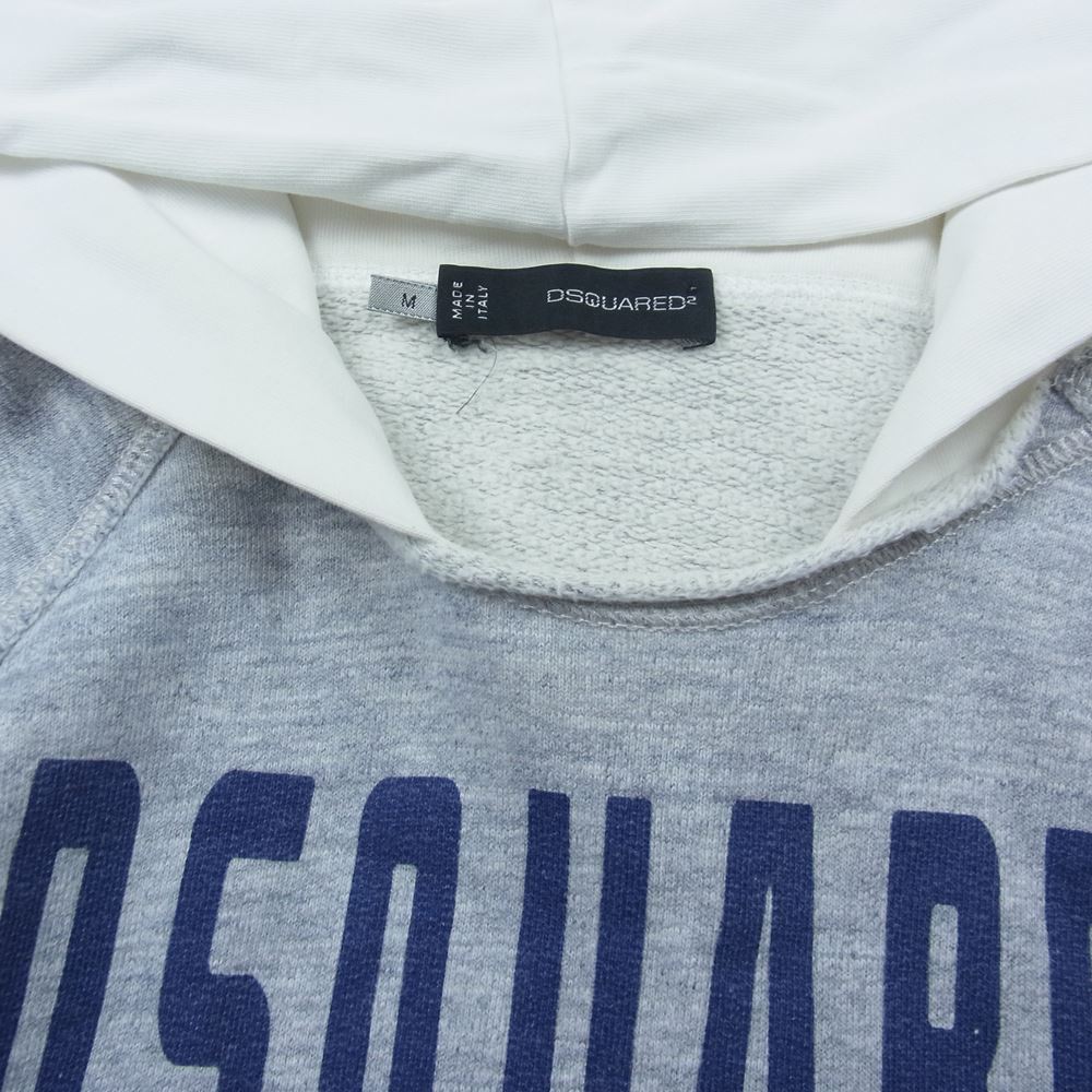 DSQUARED2 ディースクエアード S74GU0001 ロゴプリント レイヤード プルオーバー パーカー グレー系 M【中古】