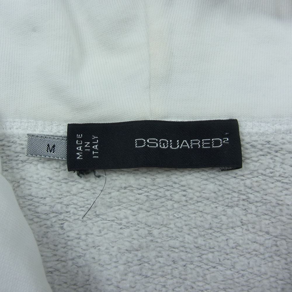 DSQUARED2 ディースクエアード S74GU0001 ロゴプリント レイヤード プルオーバー パーカー グレー系 M【中古】