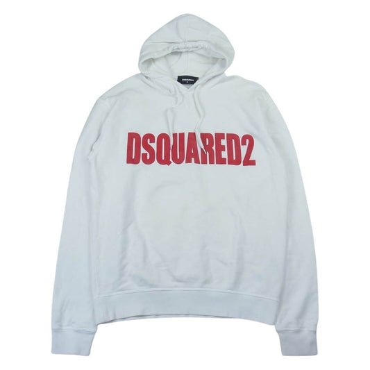 DSQUARED2 ディースクエアード S74GU0358 New Dan Fit プルオーバー ロゴプリント パーカー ホワイト系 M【中古】