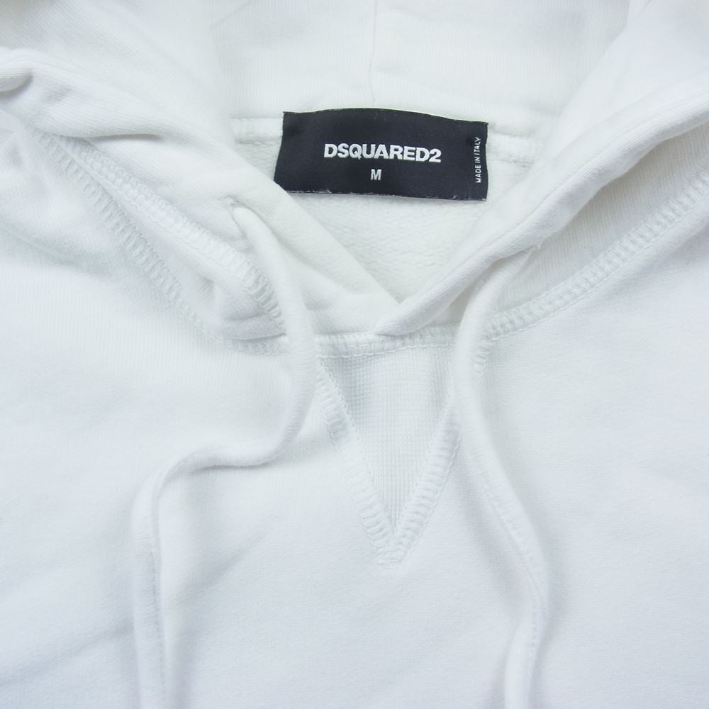 DSQUARED2 ディースクエアード S74GU0358 New Dan Fit プルオーバー ロゴプリント パーカー ホワイト系 M【中古】