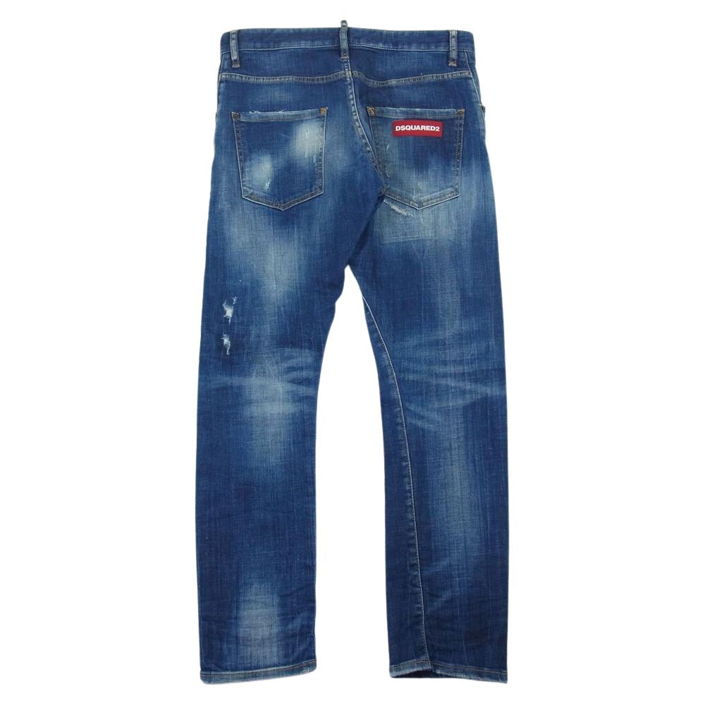 DSQUARED2 ディースクエアード S71LB0633 S30342 Classic Kenny Jean クラシック ケニー ストレート ジーンズ クラッシュ ペイント リペア ダメージ加工 デニムパンツ インディゴブルー系 42【中古】