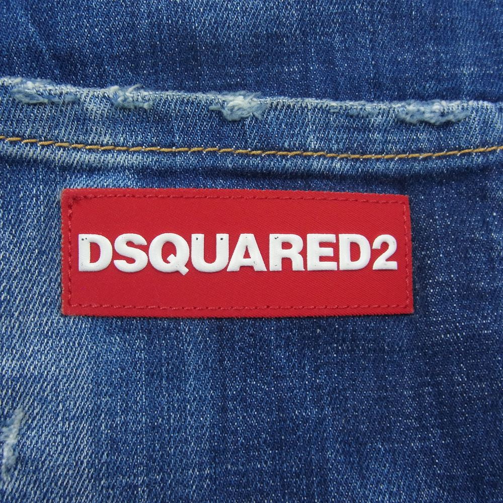 DSQUARED2 ディースクエアード S71LB0633 S30342 Classic Kenny Jean クラシック ケニー ストレート ジーンズ クラッシュ ペイント リペア ダメージ加工 デニムパンツ インディゴブルー系 42【中古】