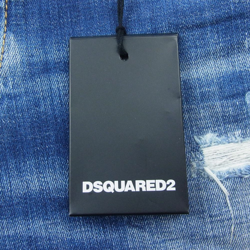 DSQUARED2 ディースクエアード S71LB0633 S30342 Classic Kenny Jean クラシック ケニー ストレート ジーンズ クラッシュ ペイント リペア ダメージ加工 デニムパンツ インディゴブルー系 42【中古】