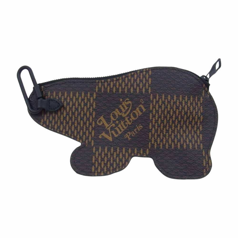 LOUIS VUITTON ルイ・ヴィトン 20AW N60387  × NIGO ニゴ ヴァージルアブロー PORTE-MONNAIE ET PORTE-CARTES BEAR 白熊  LVスクエアード コインケース ダミエジャイアント ホワイト系 ブラウン系【美品】【中古】