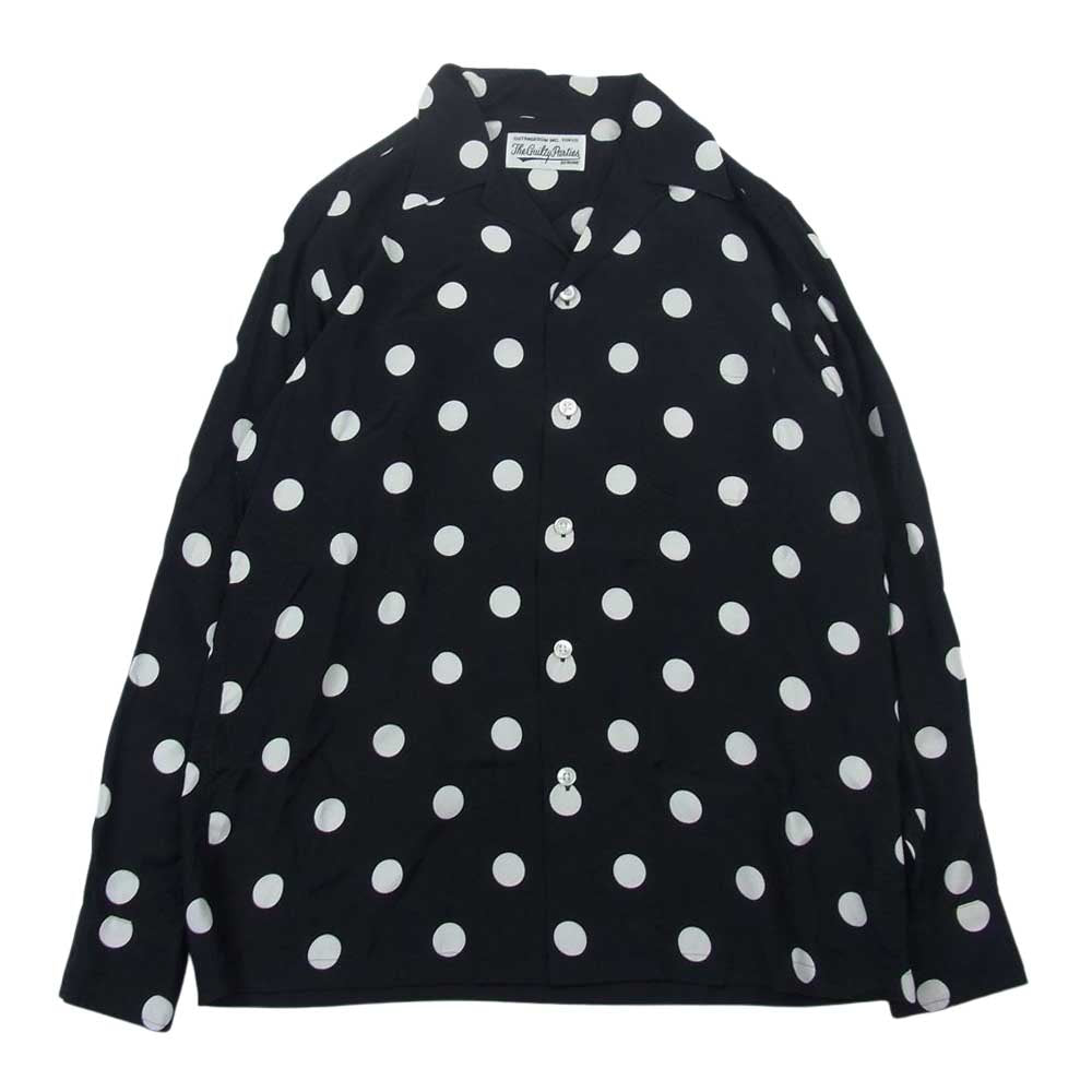 WACKO MARIA ワコマリア HAWAIIAN L/S SHIRT ハワイアン レーヨン 長袖 ドット シャツ ブラック系 S【中古】