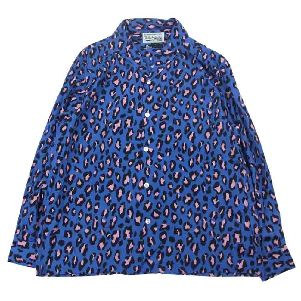 WACKO MARIA ワコマリア ACIDMAN アシッドマン HAWAIIAN L/S SHIRT ハワイアン レーヨン 長袖 レオパード シャツ ブルー系 M【中古】