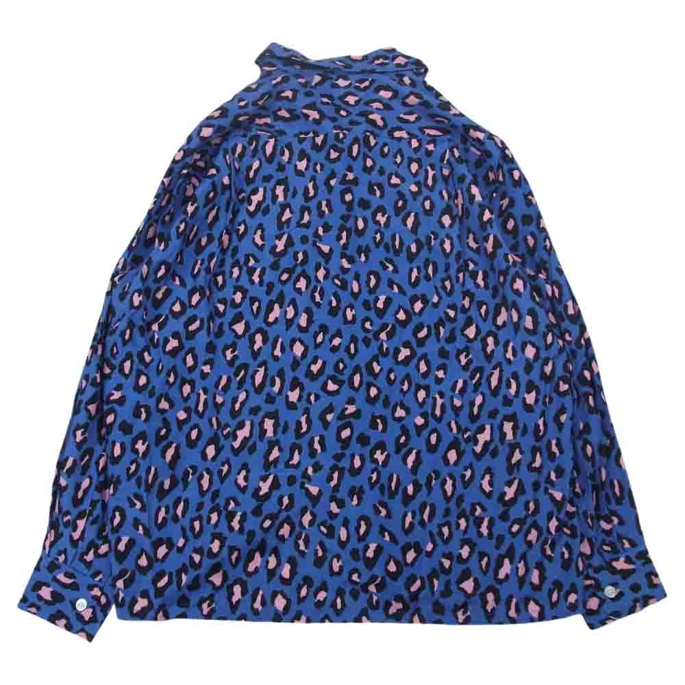 WACKO MARIA ワコマリア ACIDMAN アシッドマン HAWAIIAN L/S SHIRT ハワイアン レーヨン 長袖 レオパード シャツ ブルー系 M【中古】