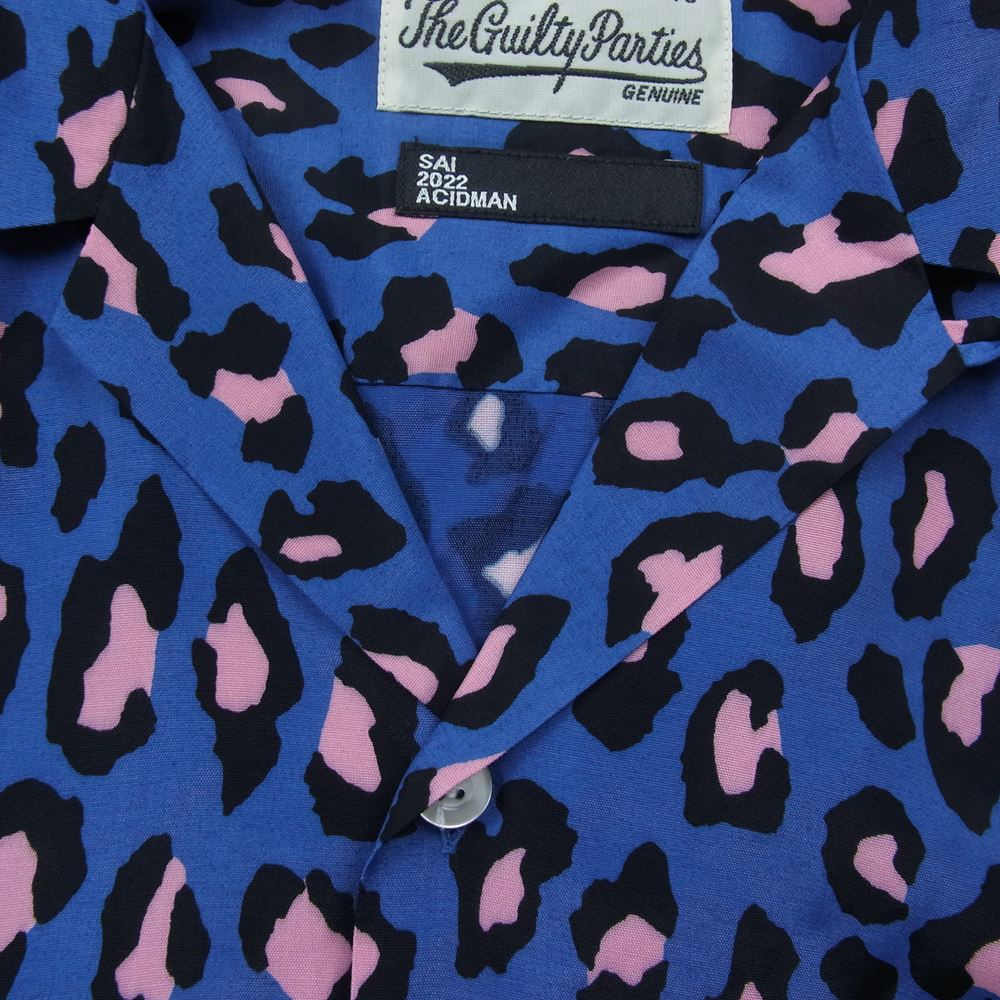 WACKO MARIA ワコマリア ACIDMAN アシッドマン HAWAIIAN L/S SHIRT ハワイアン レーヨン 長袖 レオパード シャツ ブルー系 M【中古】