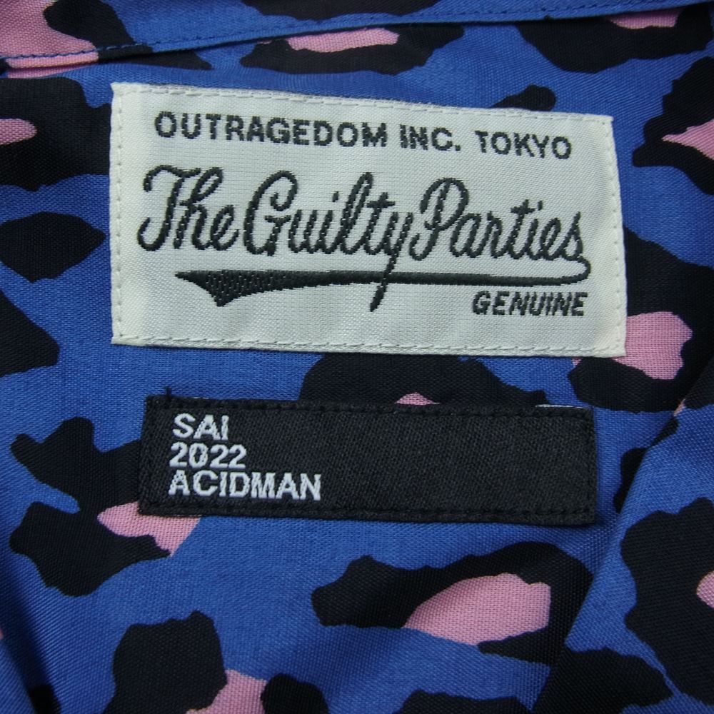 WACKO MARIA ワコマリア ACIDMAN アシッドマン HAWAIIAN L/S SHIRT ハワイアン レーヨン 長袖 レオパード シャツ ブルー系 M【中古】