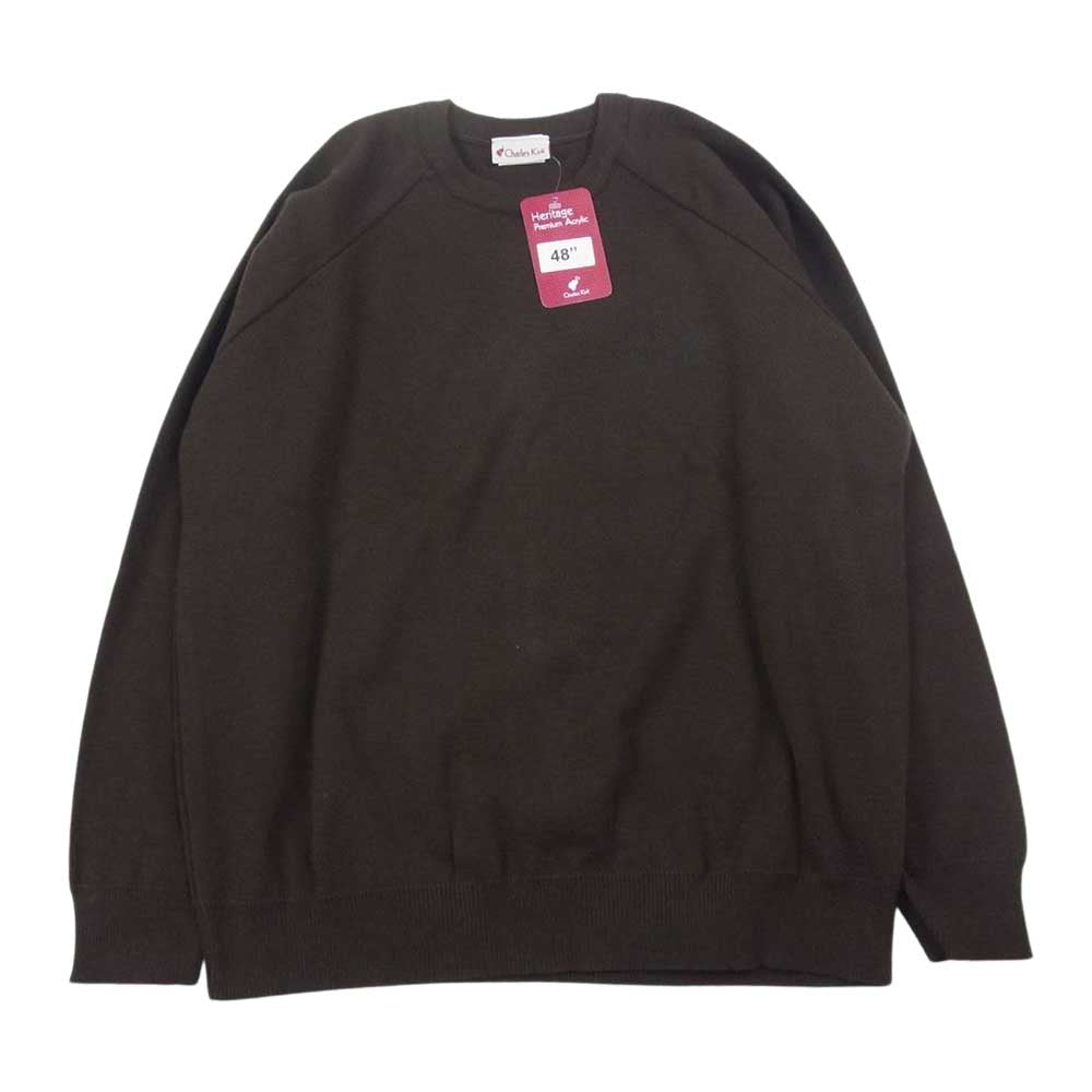 エンノイプロフェッショナル AW22BRENKT01AT ROUND NECK PULLOVER ロゴ 刺繍 ラウンドネック プルオーバ― ニット セーター ブラウン系 L【新古品】【未使用】【中古】