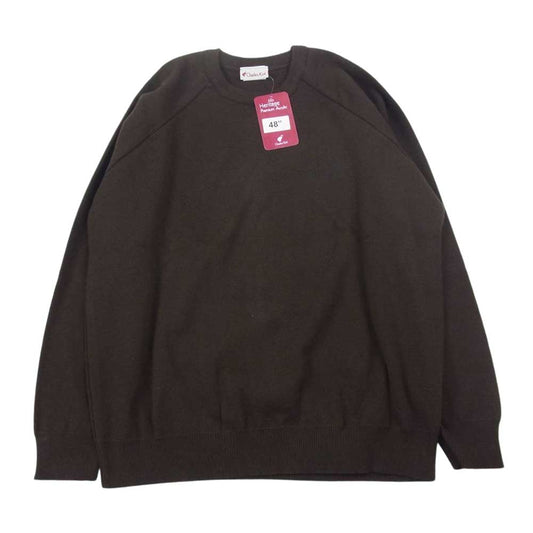 エンノイプロフェッショナル AW22BRENKT01AT ROUND NECK PULLOVER ロゴ 刺繍 ラウンドネック プルオーバ― ニット セーター ブラウン系 L【新古品】【未使用】【中古】