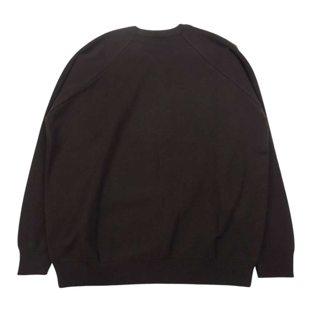 エンノイプロフェッショナル AW22BRENKT01AT ROUND NECK PULLOVER ロゴ 刺繍 ラウンドネック プルオーバ― ニット セーター ブラウン系 L【新古品】【未使用】【中古】