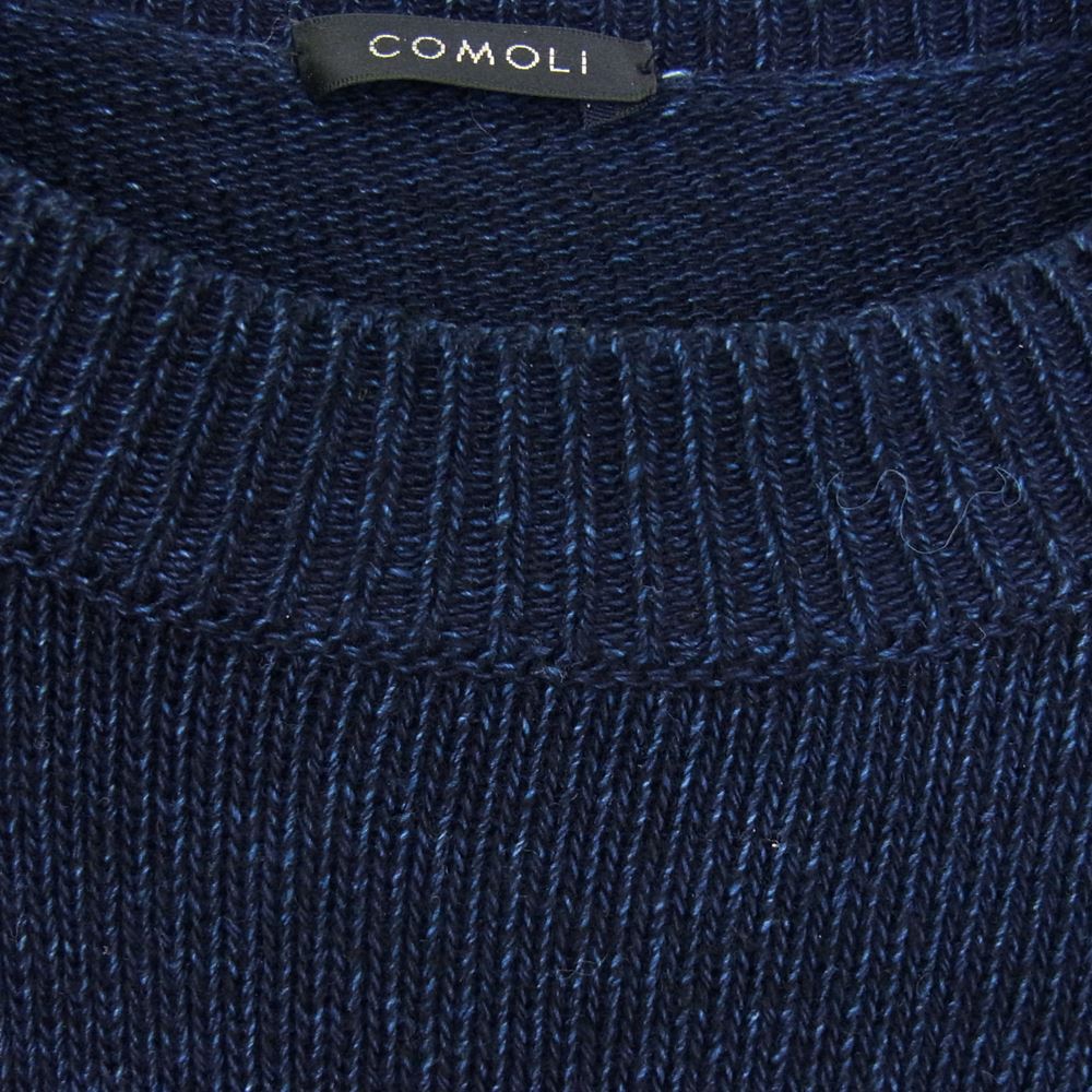 COMOLI コモリ 20SS R01-06008  インディゴ クルーネック ニット  ネイビー系 3【中古】
