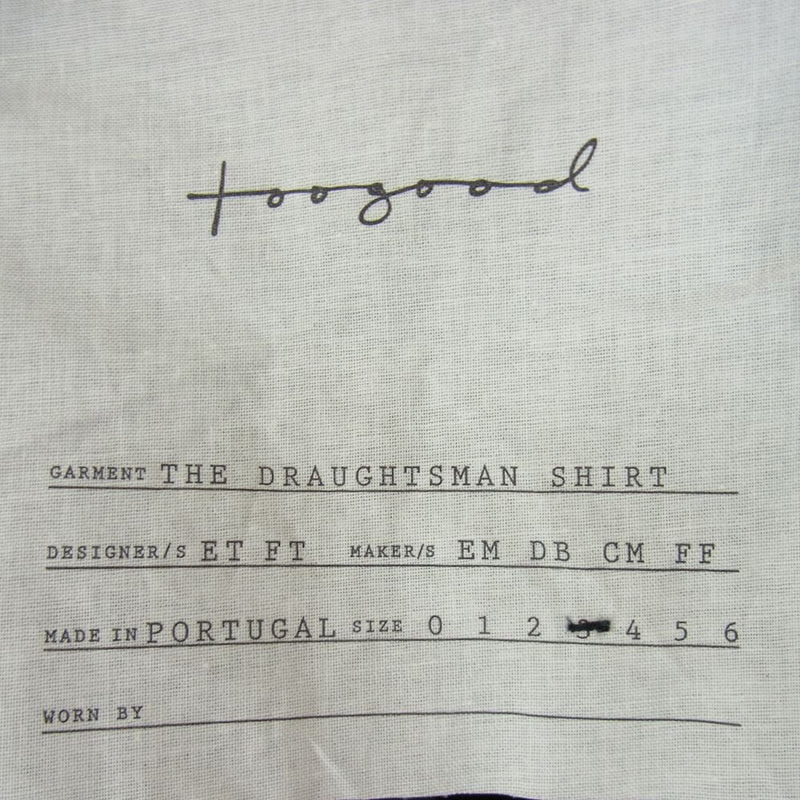 トゥーグッド THE DRAUGHTSMAN SHIRT POPLIN ドラフトマン ポプリン 長袖 シャツ  ブラック系 3【中古】