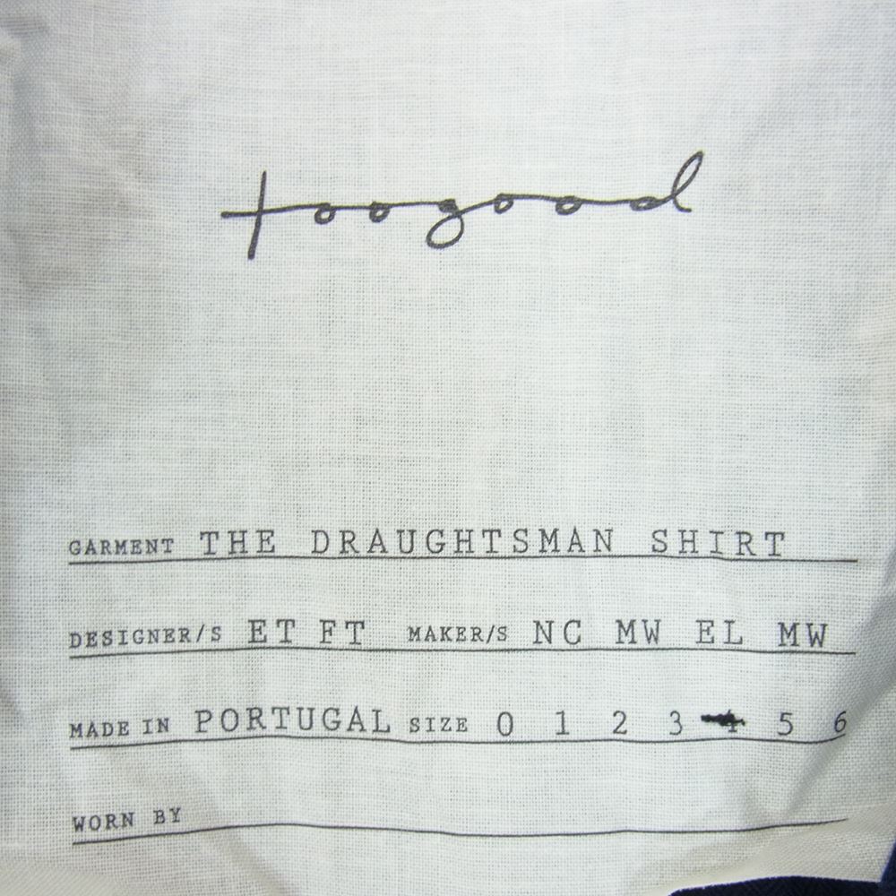 トゥーグッド THE DRAUGHTSMAN SHIRT LONG SOFT COTTON SHIRTING ドラフトマン シャーリング 長袖 シャツ  ネイビー系 4【中古】
