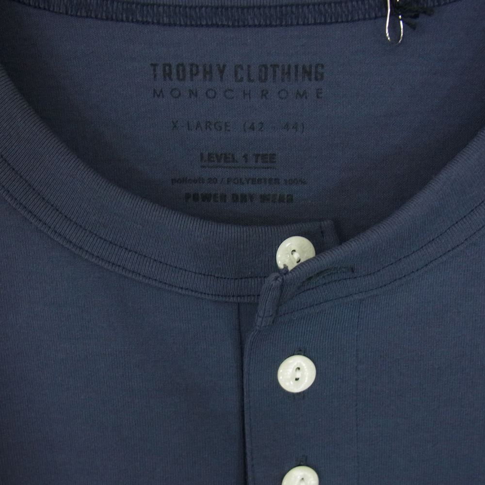 トロフィークロージング TE-13 MONOCHROME PC Henley Tee モノクローム ヘンリー 半袖 Tシャツ チャコール系 XL【中古】