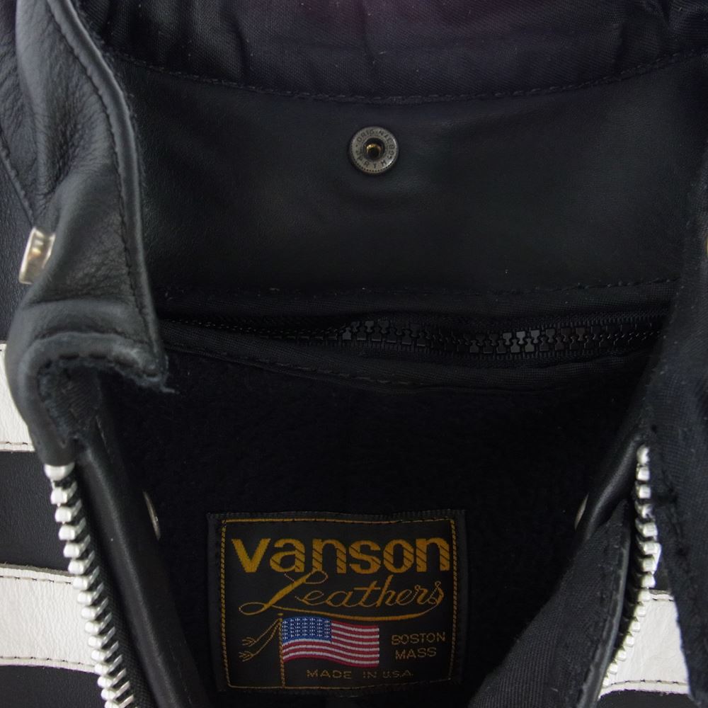 VANSON バンソン B BONE JACKET Bボーン シングル ライダース ジャケット スケルトン 牛革 レザー ライナー付 ブラック系 ホワイト系 40【中古】