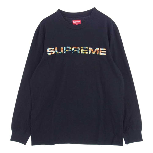 Supreme シュプリーム 20SS Meta Logo L/S Tee  メタロゴ ロングスリーブ カットソー 長袖 Tシャツ ブラック系 M【中古】