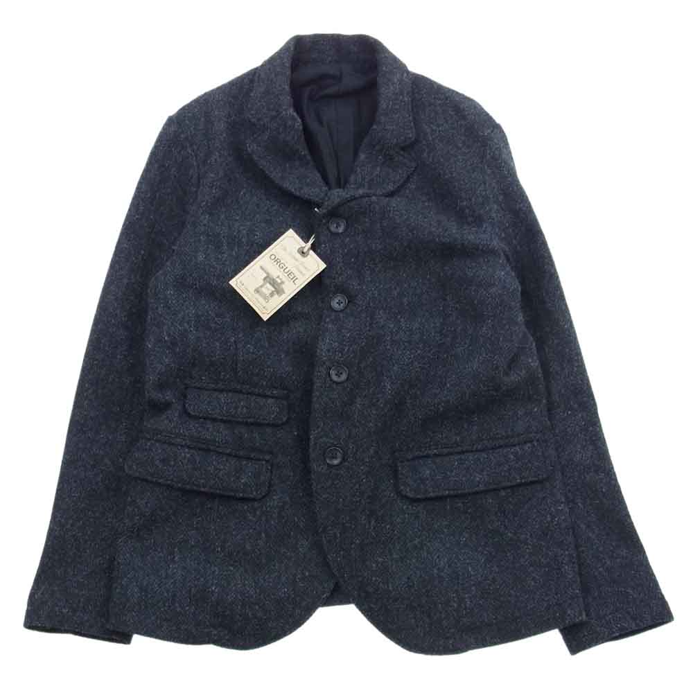 ORGUEIL オルゲイユ OR-4205B OR-4215B OR-1080B Harris Tweed Sack Coat Gilet Trousers ハリスツイード サックコート ジレ ベスト トラウザー パンツ ３ピース セットアップ スーツ ブラック系 ジャケット(38)・ベスト(40)・パンツ(32)【美品】【中古】
