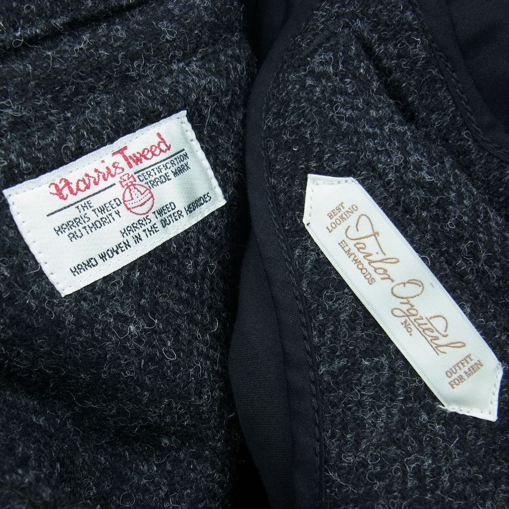 ORGUEIL オルゲイユ OR-4205B OR-4215B OR-1080B Harris Tweed Sack Coat Gilet Trousers ハリスツイード サックコート ジレ ベスト トラウザー パンツ ３ピース セットアップ スーツ ブラック系 ジャケット(38)・ベスト(40)・パンツ(32)【美品】【中古】