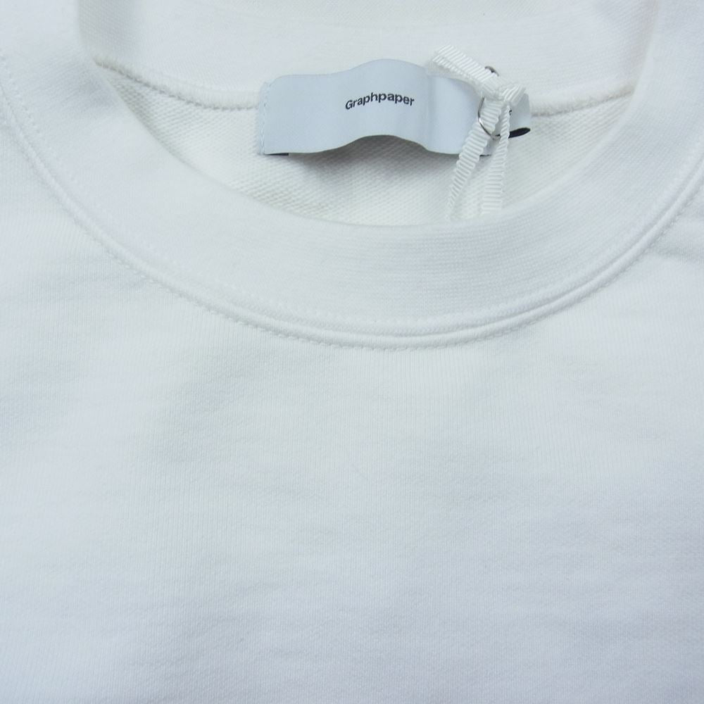 GRAPHPAPER グラフペーパー GM221-70176L L'ECHOPPE レショップ 別注 22SS Compact Terry Roll-Up Sleeve Crew Neck スウェット ホワイト系 F【新古品】【未使用】【中古】