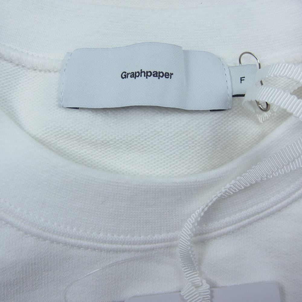 GRAPHPAPER グラフペーパー GM221-70176L L'ECHOPPE レショップ 別注 22SS Compact Terry Roll-Up Sleeve Crew Neck スウェット ホワイト系 F【新古品】【未使用】【中古】