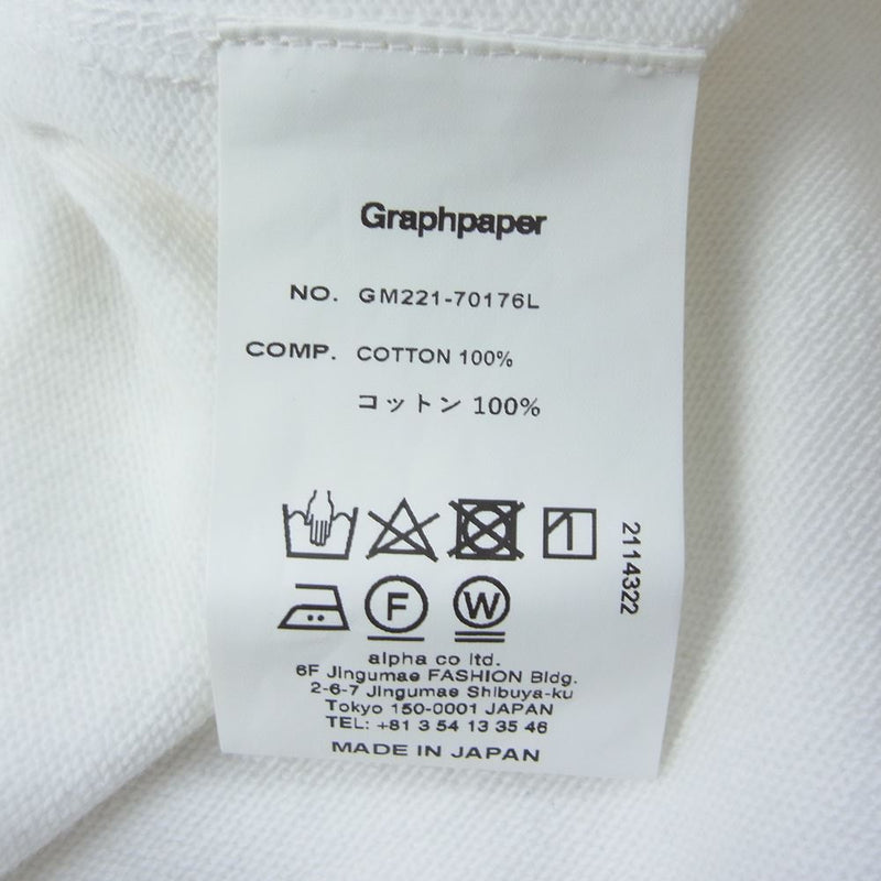 GRAPHPAPER グラフペーパー GM221-70176L L'ECHOPPE レショップ 別注 22SS Compact Terry Roll-Up Sleeve Crew Neck スウェット ホワイト系 F【新古品】【未使用】【中古】